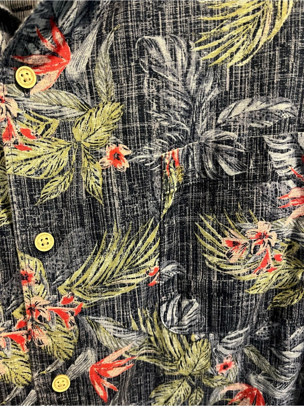 Izod Navy Blue Tropical Floral Short-Sleeve Button-Down Shirt - Picture 3 of 4